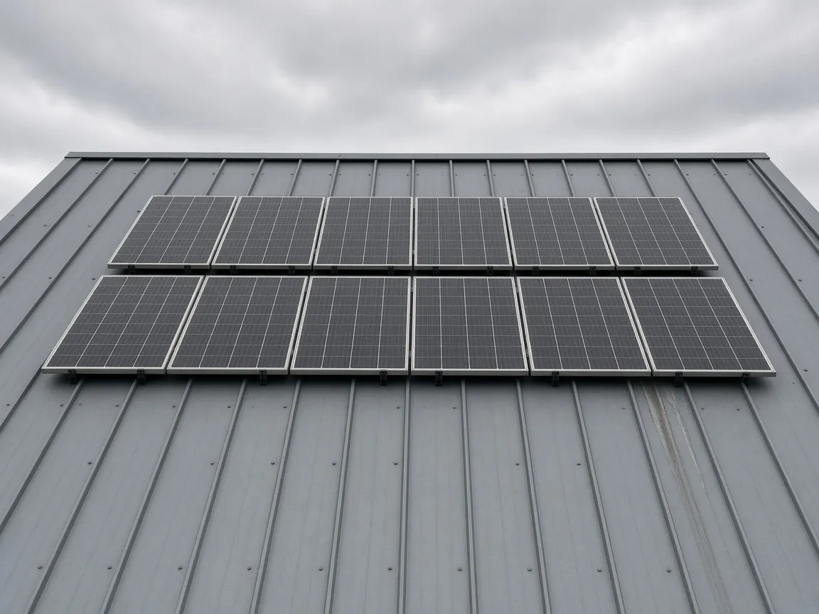 Solar panels on a standing-seam metal roof