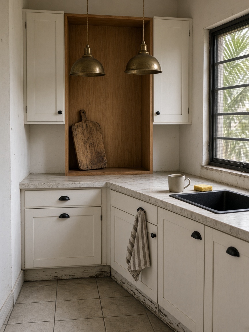 Modern kitchen interior with clean cabinetry and natural light