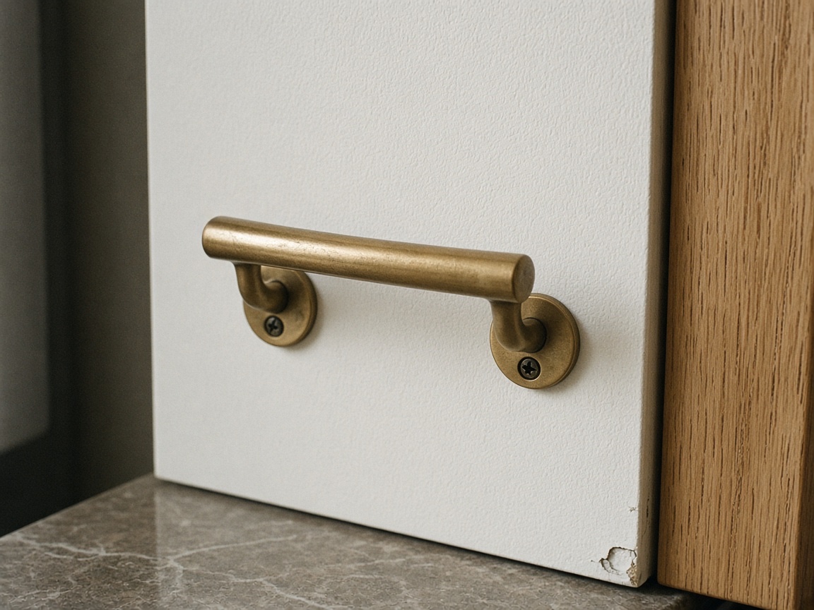 Close-up of custom kitchen cabinetry and hardware detail